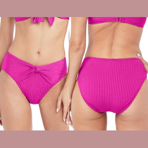 NEW Robin Piccone‎ [ LARGE ] Flamino Neelah High Waisted Front Knot Bottom - Picture 1 of 12